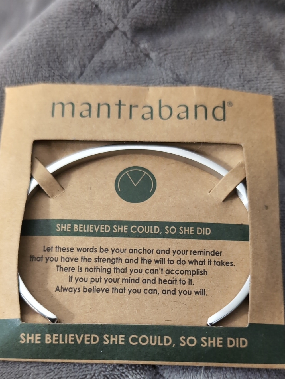 MantraBand Silver Inspirational Cuff Bracelet